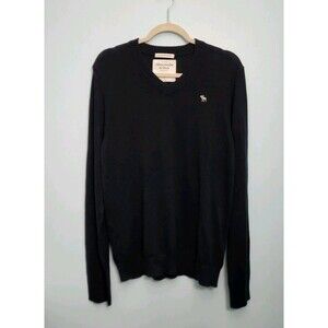Vtg ABERCROMBIE & FITCH Sweater NWT Mens L Black Long Sleeve Cashmere Blend